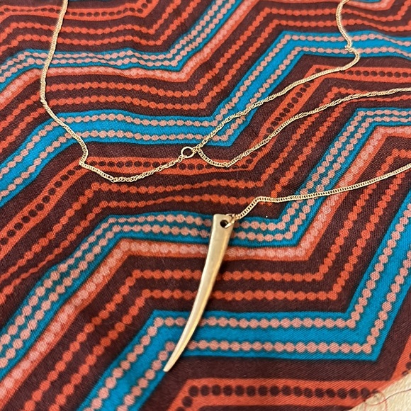 Aldo Matte Gold Y Drop Horn Pendant Adjustable Length Chain Necklace. Brand New. - Picture 3 of 7